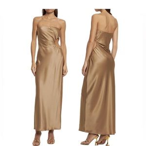 Reformation Gold Naveah Strapless dress